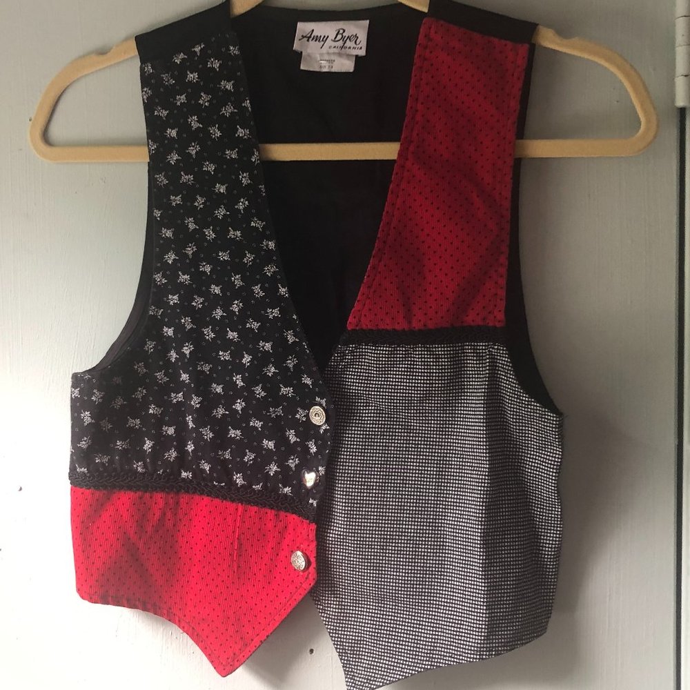 Amy Byer Vest Patchwork Size 7/8 Juniors Red Black